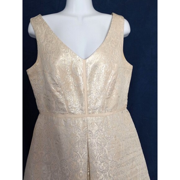Ivy + Blu Cocktail Dress  Modcloth Ivory Silver Brocade Size 10 - Picture 2 of 5